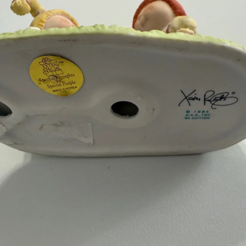 Vintage 1984 Cabbage Patch Kids Figurine Xavier Roberts Girls with Chicks Nest